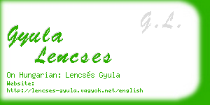 gyula lencses business card